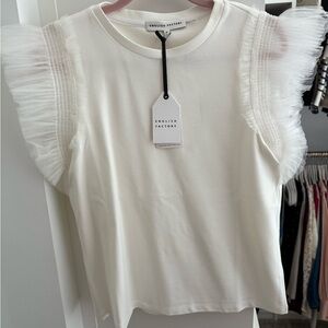 English Factory Cream Ruffle Sleeve Blouse